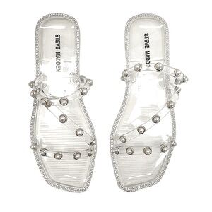 STEVE MADDEN NONII Clear/Pearl Embellished Sandals. Women's Size 7